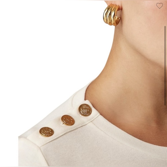 J. Crew Tops - Jcrew Perfect-fit long-sleeve crewneck T-shirt with lion buttons